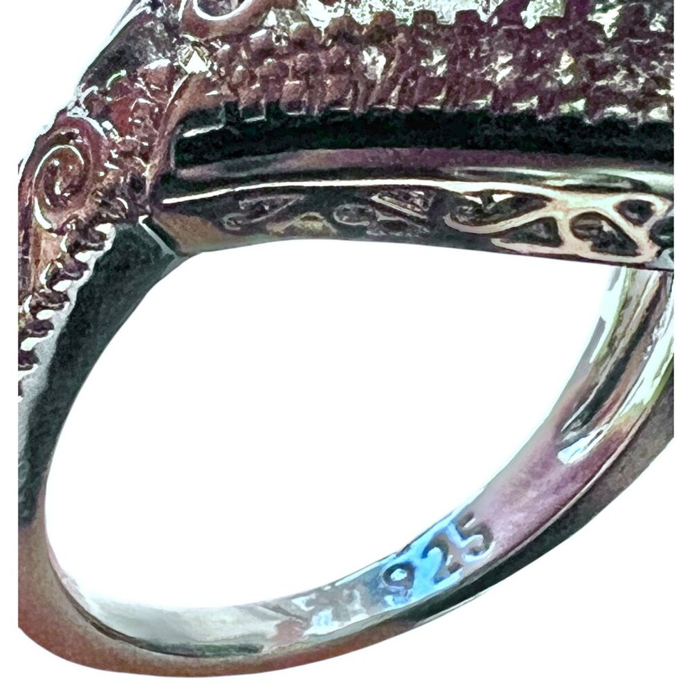 Sterling Silver 925 Blue Cz Gemstone Evil Eye Design Ring Size 6.75 - Picture 5 of 6